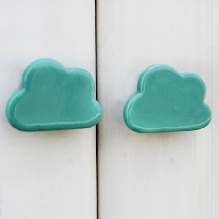 Sea Green Cloud Ceramic Knob